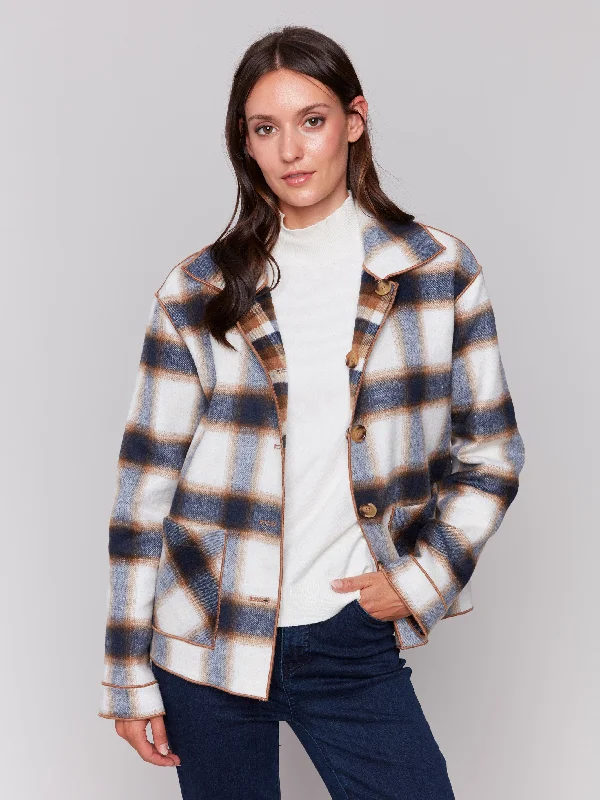 Fitted blazers in a bold, solid color for a professional lookReversible Plaid Jacket - Truffle Fitted blazers in a bold, solid color for a professional lookReversible Plaid Jacket - Truffle