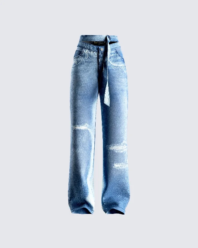 Jedda Denim Print Twill Pant