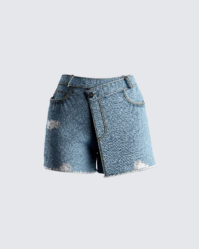 Mayerly Blue Denim Wrap Skort