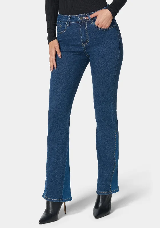 V Flare Jean With Rhinestones