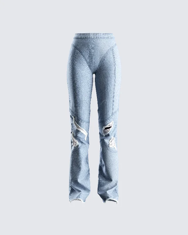 Yaritza Blue Denim Seamed Jean