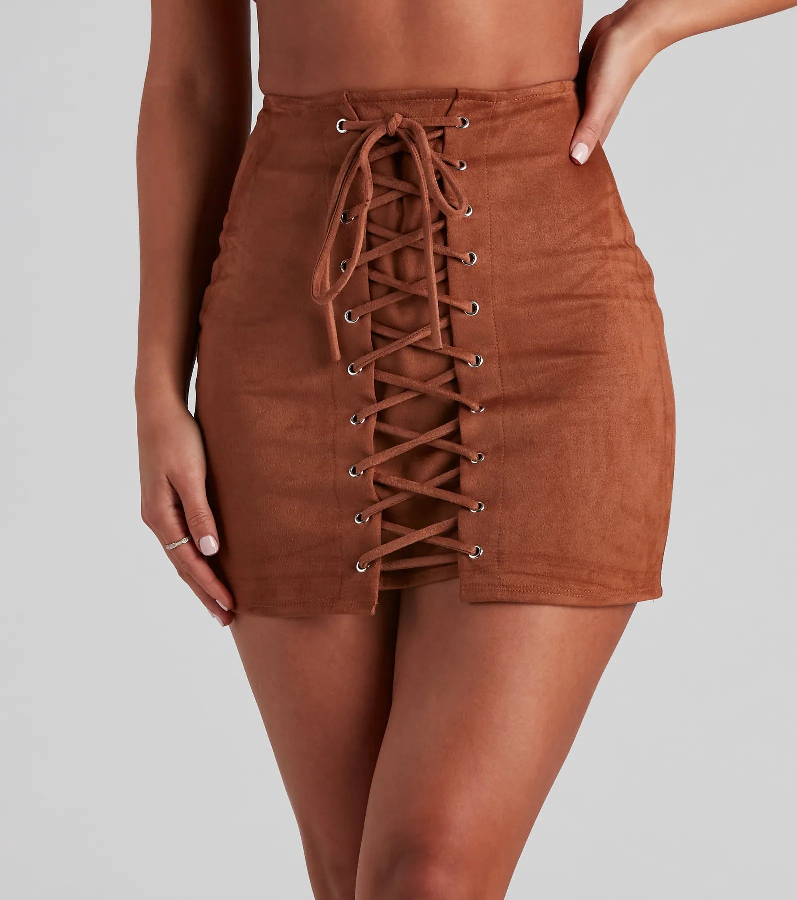 Pencil skirts with a ruched sideNext Level Faux Suede Mini Skirt