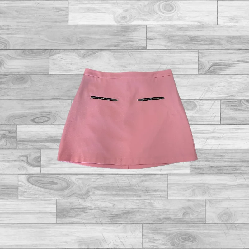 Skirts with a scalloped edge hemPink Skirt Mini & Short Zara Basic, Size L