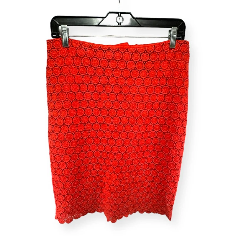 Skirts with a button front placketRed Skirt Midi Cynthia Rowley, Size 4