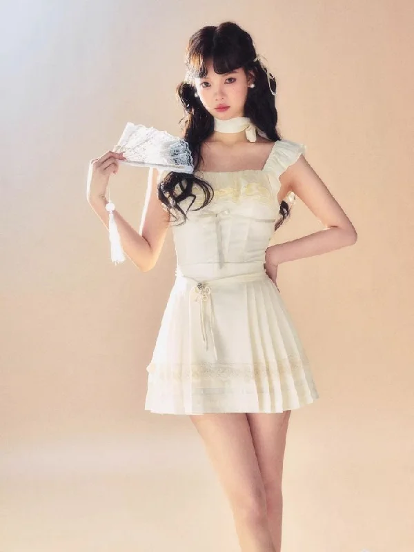 Mini skirts with a side bow detailHorse Face Half-body Skirt【s0000007510】