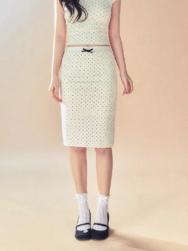 High waisted skirts with a tulip shapeRetro Polka Dot Stretch Knit Hip Skirt【s0000007519】 High waisted skirts with a tulip shapeRetro Polka Dot Stretch Knit Hip Skirt【s0000007519】