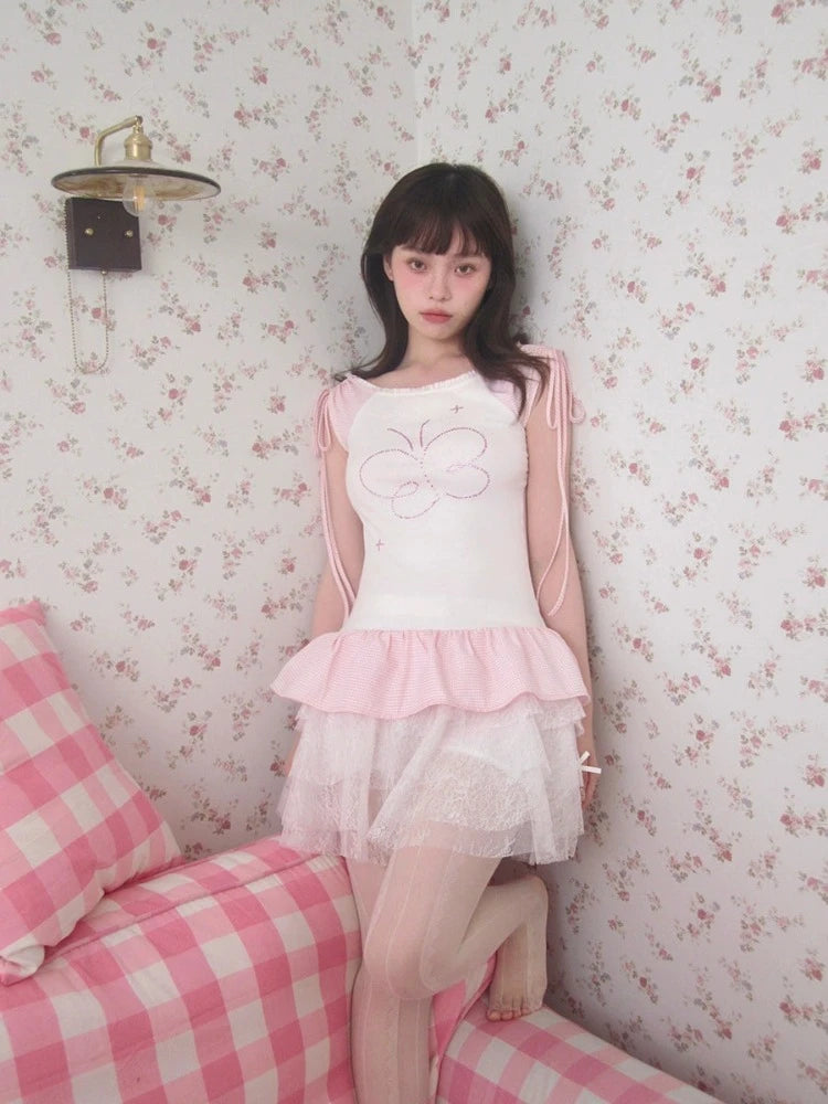 A-line tennis skirts for sporty womenLace cake skirt【s0000007623】