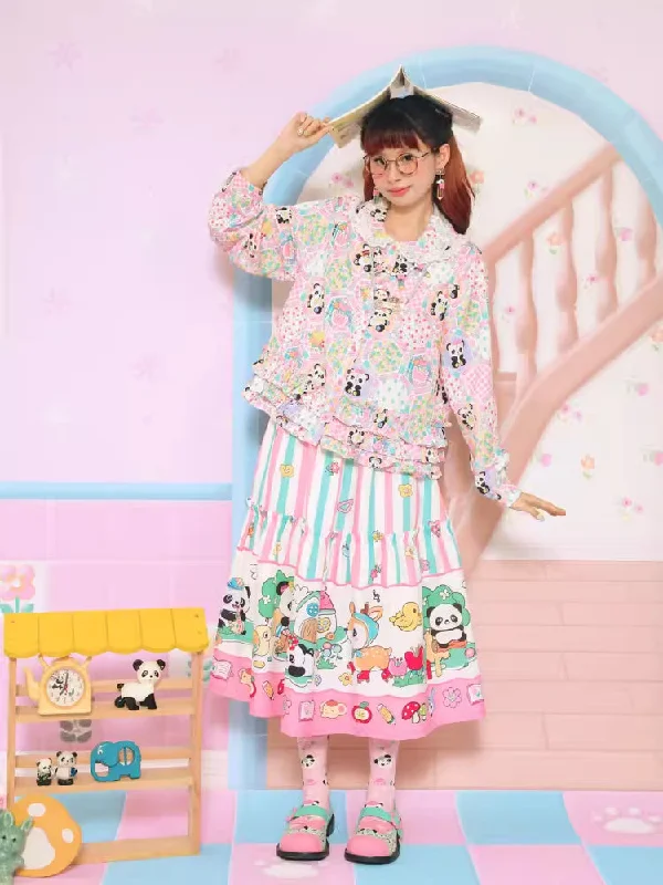 Satin A-line skirts for a classic lookStriped print long skirt【s0000007680】
