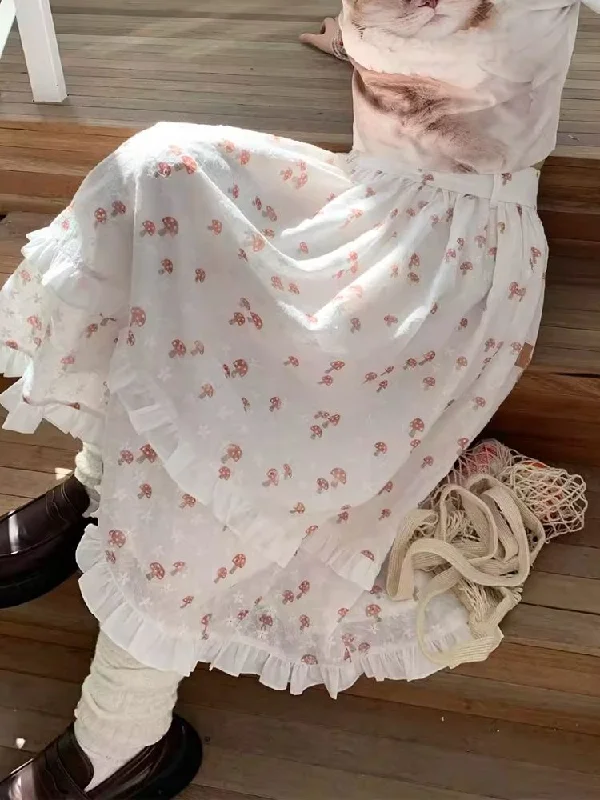 Tiered maxi skirts with a bohemian flairDouble Layers Lace Peplum Half-body Skirt【s0000007707】 Tiered maxi skirts with a bohemian flairDouble Layers Lace Peplum Half-body Skirt【s0000007707】