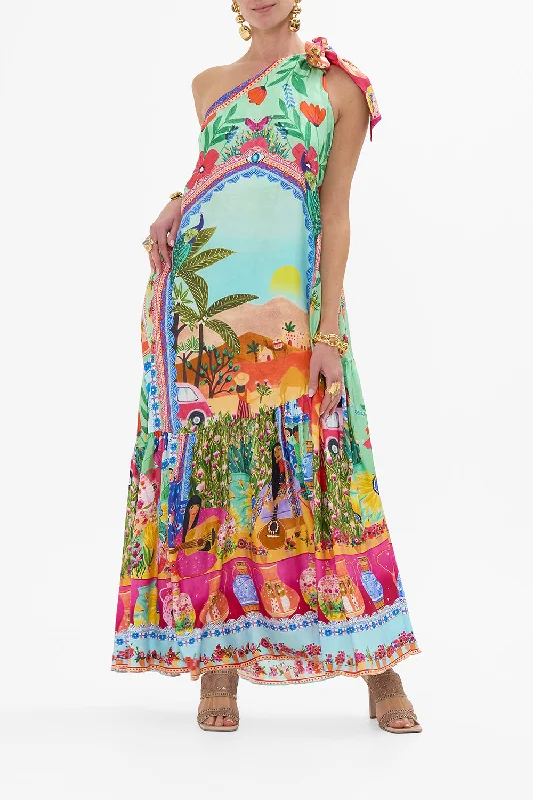 Breathable Chiffon Maxi Dresses for Hot DaysTIE ONE SHOULDER DRESS QUEENS OF CREATION Breathable Chiffon Maxi Dresses for Hot DaysTIE ONE SHOULDER DRESS QUEENS OF CREATION