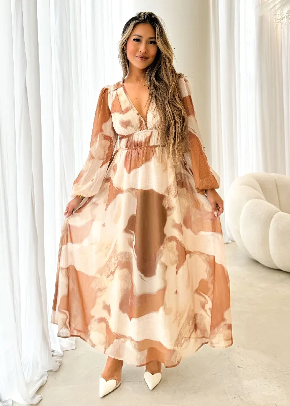 Maxi Dresses with Abstract Art Prints for a Unique StyleAnniston Maxi Dress - Brown Swirl Maxi Dresses with Abstract Art Prints for a Unique StyleAnniston Maxi Dress - Brown Swirl