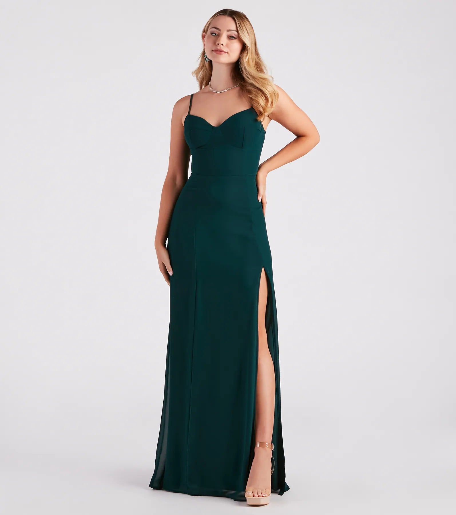 High - Neck Maxi Dresses for a Modest LookBella Formal Chiffon A-Line Long Dress
