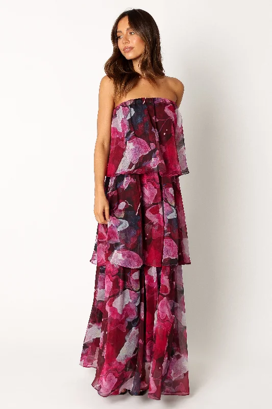Maxi Dresses for Mother's Day CelebrationsBloom Strapless Maxi Dress - Purple Floral Maxi Dresses for Mother's Day CelebrationsBloom Strapless Maxi Dress - Purple Floral