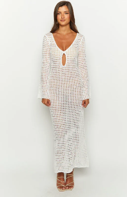 Maxi Dresses for Business - Casual ConferencesDestinations White Crochet Long Sleeve Maxi Dress Maxi Dresses for Business - Casual ConferencesDestinations White Crochet Long Sleeve Maxi Dress