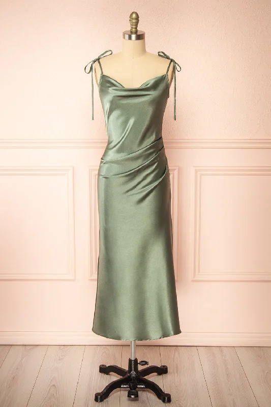 Maxi Dresses with Botanical Prints for a Natural and Fresh LookElyse Khaki | Cowl Neck Midi Dress Maxi Dresses with Botanical Prints for a Natural and Fresh LookElyse Khaki | Cowl Neck Midi Dress
