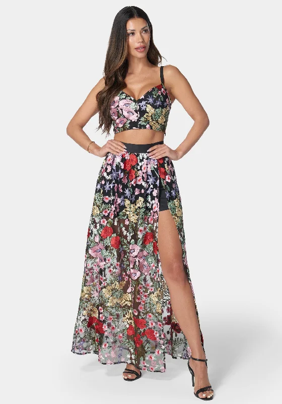 Soft Coral - Fleece Maxi Dresses for a Cozy FeelEmbroidered Two Piece Set