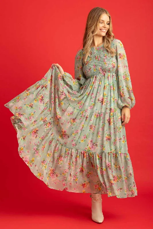 Sturdy Canvas Maxi Dresses for Outdoor AdventuresEva Dress Green Floral
