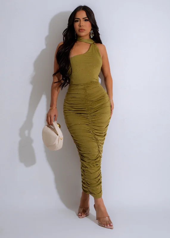 Maxi Dresses with Drawstring Waists for a Relaxed FitGalaxy Glimmer Rhinestones Ruched Maxi Dress Green Maxi Dresses with Drawstring Waists for a Relaxed FitGalaxy Glimmer Rhinestones Ruched Maxi Dress Green
