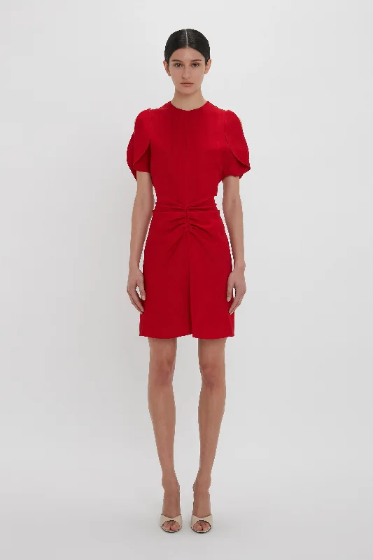 Sleeveless Maxi Dresses for a Minimalist StyleExclusive Gathered Waist Mini Dress In Carmine Sleeveless Maxi Dresses for a Minimalist StyleExclusive Gathered Waist Mini Dress In Carmine