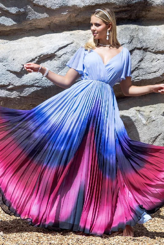 Maxi Dresses for Spring Outings in the CountrysideGoddiva Wavy Ombre A-Line Chiffon Maxi Dress - Blue Maxi Dresses for Spring Outings in the CountrysideGoddiva Wavy Ombre A-Line Chiffon Maxi Dress - Blue