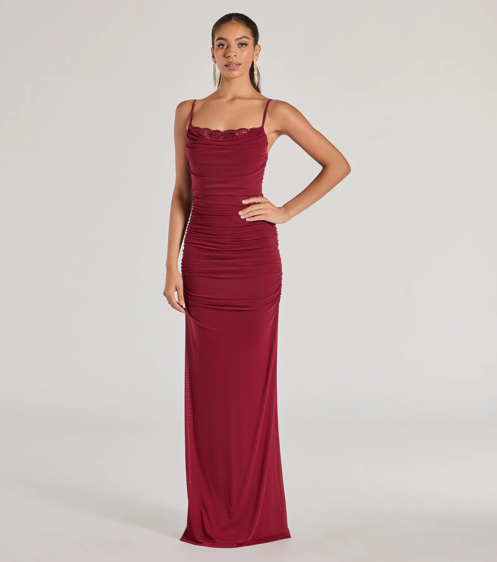 Ultra - Long Floor - Length Maxi Dresses for Formal EventsJulane Cowl Neck Ruched Mermaid Dress Ultra - Long Floor - Length Maxi Dresses for Formal EventsJulane Cowl Neck Ruched Mermaid Dress