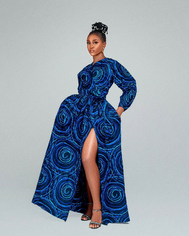 Royal Purple Maxi Dresses for a Regal AppearanceAllie Ankara Maxi Dress| Blue Spiral Print Royal Purple Maxi Dresses for a Regal AppearanceAllie Ankara Maxi Dress| Blue Spiral Print