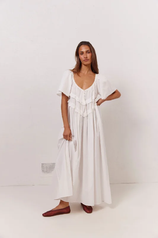 Long - Line Maxi Dresses with a Vest - Like DesignLa Prairie Smock Midi Dress White