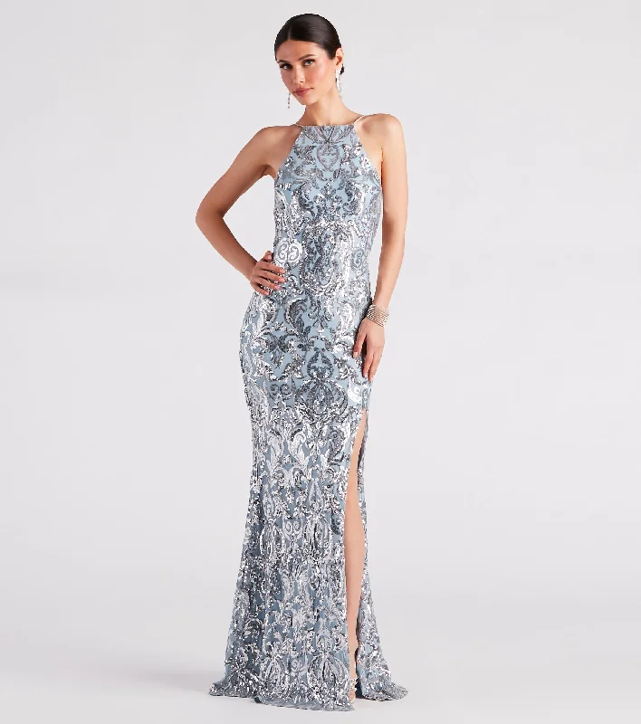 Maxi Dresses for Company Annual MeetingsLexi Formal Sequin Rhinestone A-Line Dress