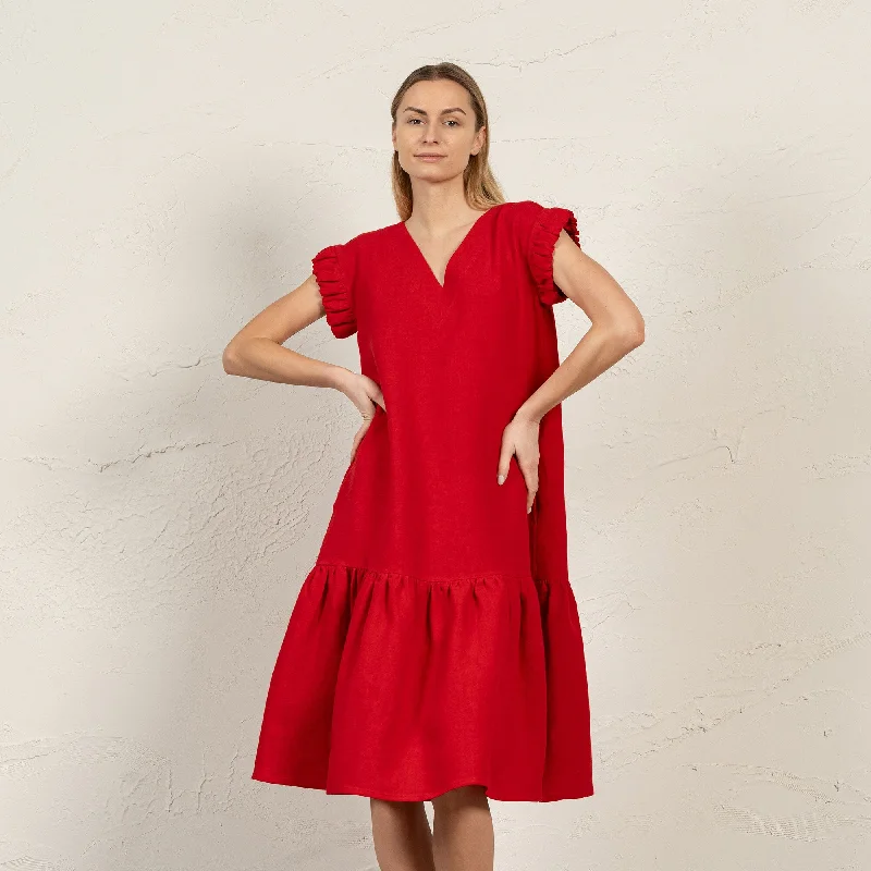 Maxi Dresses for College Graduation PhotoshootsLinen Dress with Ruffles Victoria