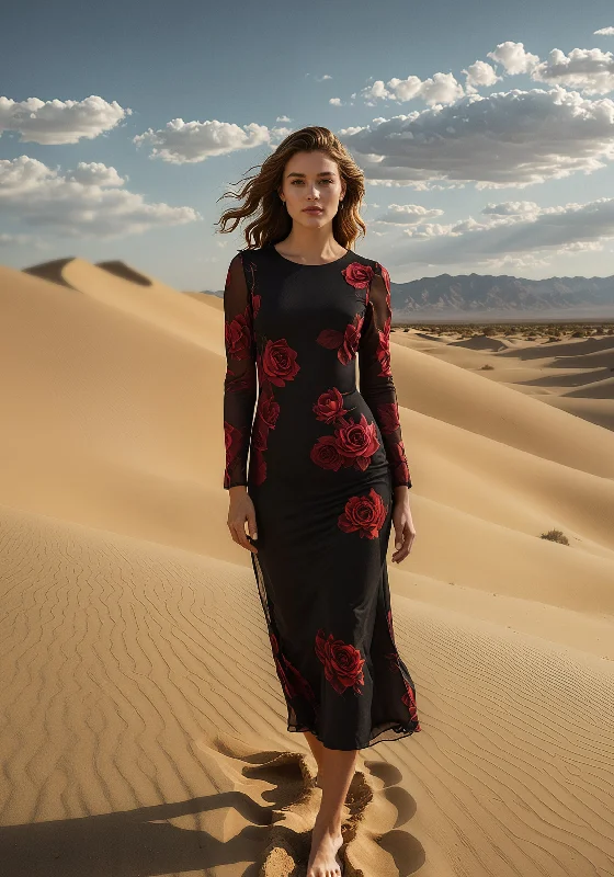 Maxi Dresses Embellished with Pearls for EleganceLong Sleeve Printed Powermesh Maxi Maxi Dresses Embellished with Pearls for EleganceLong Sleeve Printed Powermesh Maxi