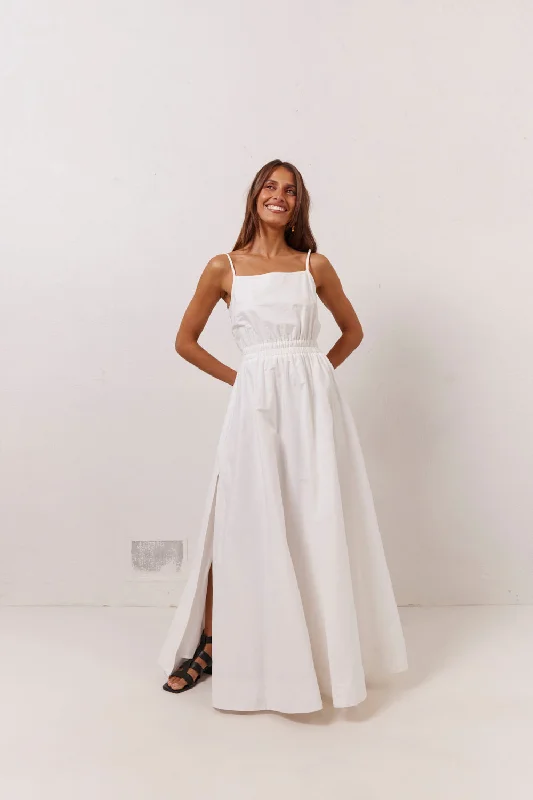 Maxi Dresses with Ruffled Trim for a Sweet and Girly LookLou Maxi Dress White
