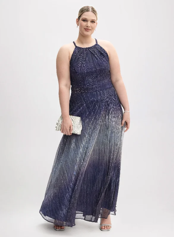 Sporty - Inspired Maxi Dresses for Active LifestylesMetallic Halter Neck Dress
