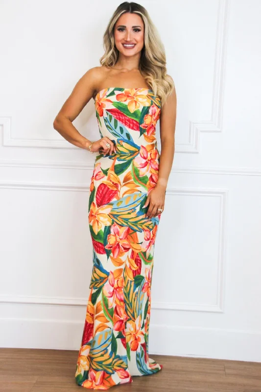 Backless Maxi Dresses for a Bold StatementMorgan Strapless Floral Maxi Dress: Botanical Garden Multi Backless Maxi Dresses for a Bold StatementMorgan Strapless Floral Maxi Dress: Botanical Garden Multi