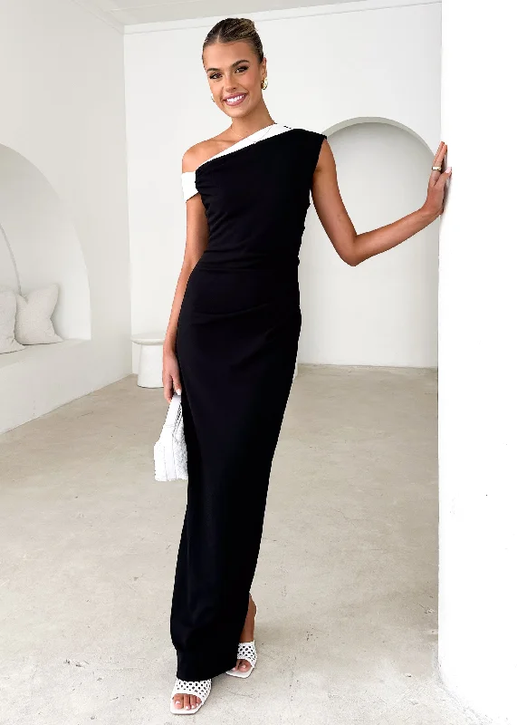 Maxi Dresses with Cinched Waists to Show Off FiguresNaida One Shoulder Maxi Dress - Black Maxi Dresses with Cinched Waists to Show Off FiguresNaida One Shoulder Maxi Dress - Black