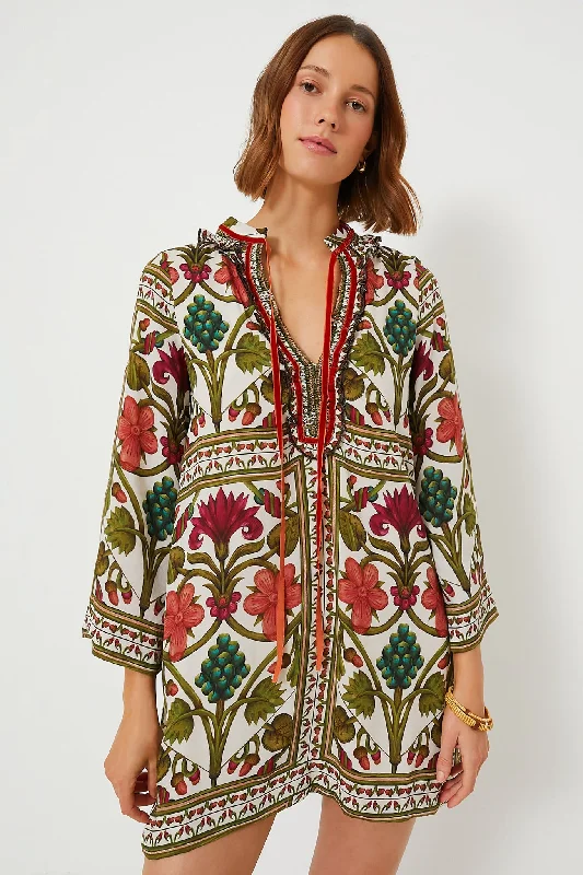 Japanese - Inspired Minimalist Maxi DressesOff White Multicolor Tess Short Dress