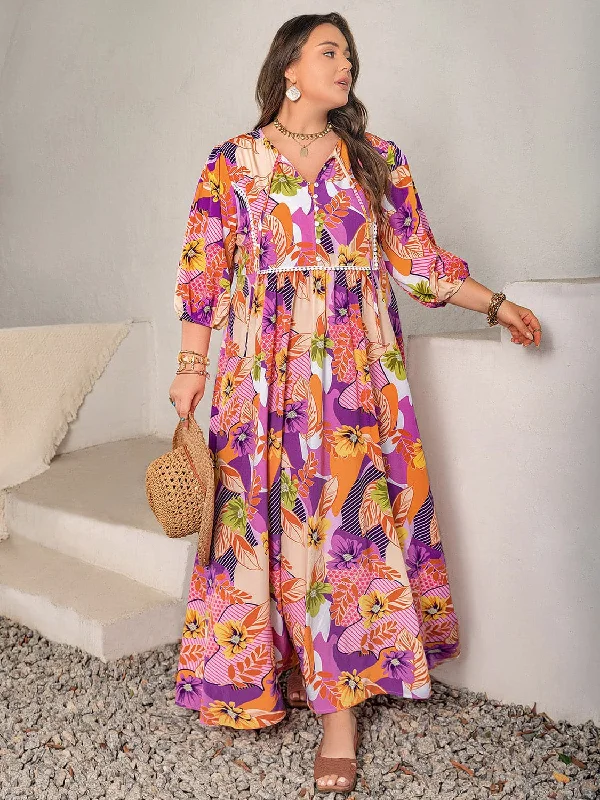 Maxi Dresses with Metallic Thread Embroidery for a Shiny and Luxurious LookChic plus size tie neck maxi dress Maxi Dresses with Metallic Thread Embroidery for a Shiny and Luxurious LookChic plus size tie neck maxi dress