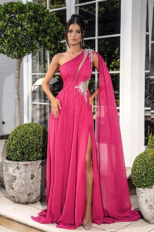 Elegant Silk Maxi Dresses with High SlitsPortia and Scarlett One Shoulder A-Line Prom Dress PS24717 Elegant Silk Maxi Dresses with High SlitsPortia and Scarlett One Shoulder A-Line Prom Dress PS24717