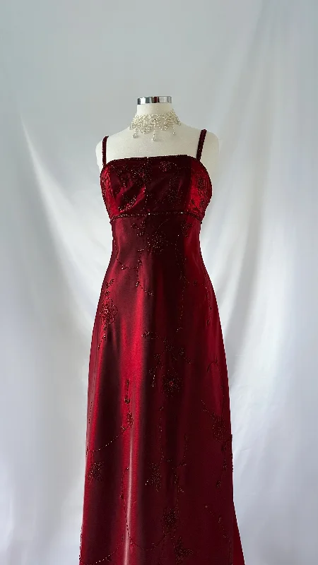 Sequin - Embellished Maxi Dresses for GalasPrincess Merlot Iridescent Embellished Backless Gown Sequin - Embellished Maxi Dresses for GalasPrincess Merlot Iridescent Embellished Backless Gown