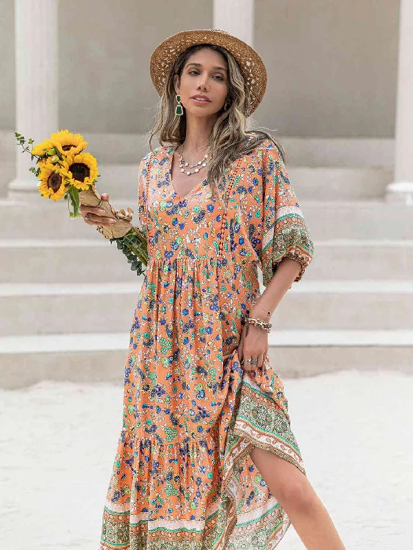 Fairy - Like Tulle Maxi Dresses for Special OccasionsPrinted V-Neck Short Sleeve Maxi Dress Fairy - Like Tulle Maxi Dresses for Special OccasionsPrinted V-Neck Short Sleeve Maxi Dress