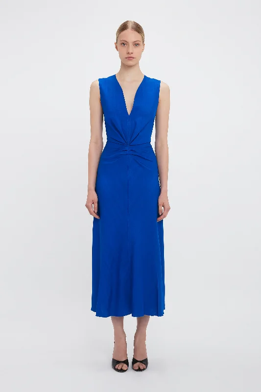 Short - Sleeved Maxi Dresses for Summer EveningsExclusive Sleeveless Gathered Waist Midi Dress In Palace Blue Short - Sleeved Maxi Dresses for Summer EveningsExclusive Sleeveless Gathered Waist Midi Dress In Palace Blue