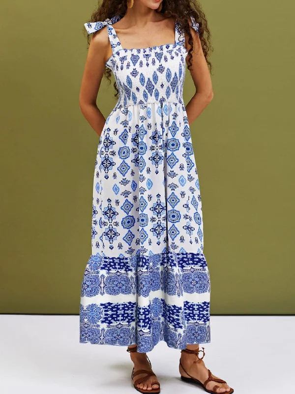 Maxi Dresses for Engagement PartiesVibrant square neck cami dress