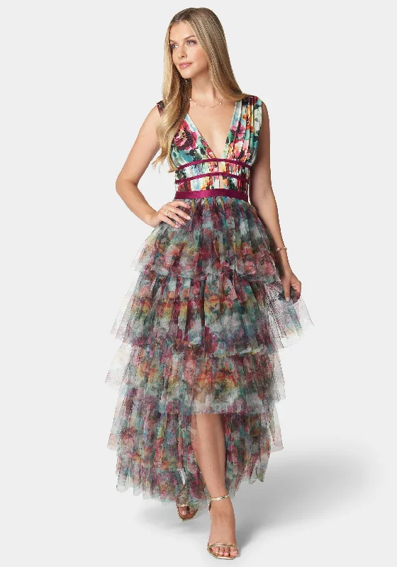 Maxi Dresses with Strap - Tie Details for a Personalized FitTiered High Low Mesh Dress Maxi Dresses with Strap - Tie Details for a Personalized FitTiered High Low Mesh Dress