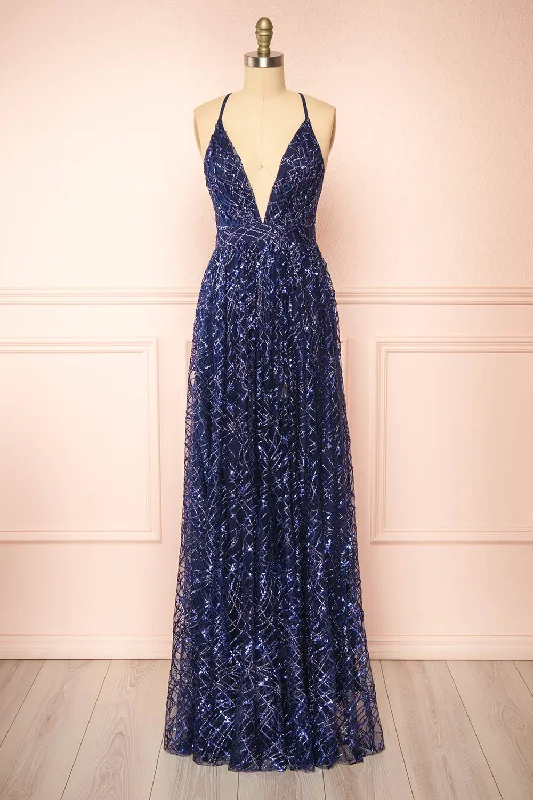 Maxi Dresses for Mother's Day CelebrationsTyffen Navy | Navy Sequin Maxi Dress