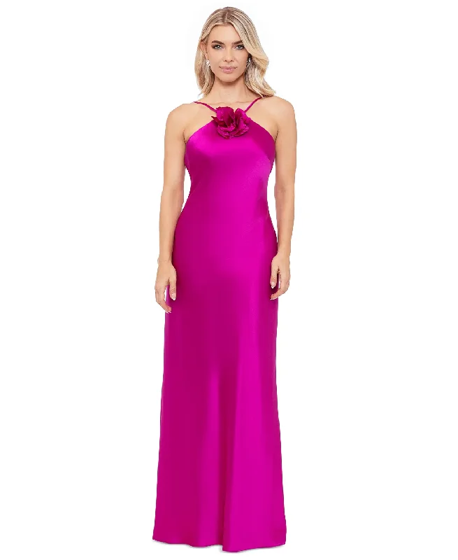 Fluffy Fleece Maxi Dresses for Warmth in WinterXscape Satin Rosette Dress 6129X