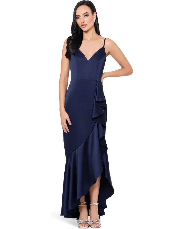 Calming Blue Maxi Dresses for a Soothing LookXscape Satin Ruffle Dress 6251X