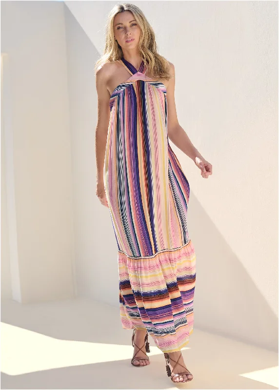 Mermaid - Hem Maxi Dresses for a Glamorous LookStriped Tiered Maxi Dress - Multi