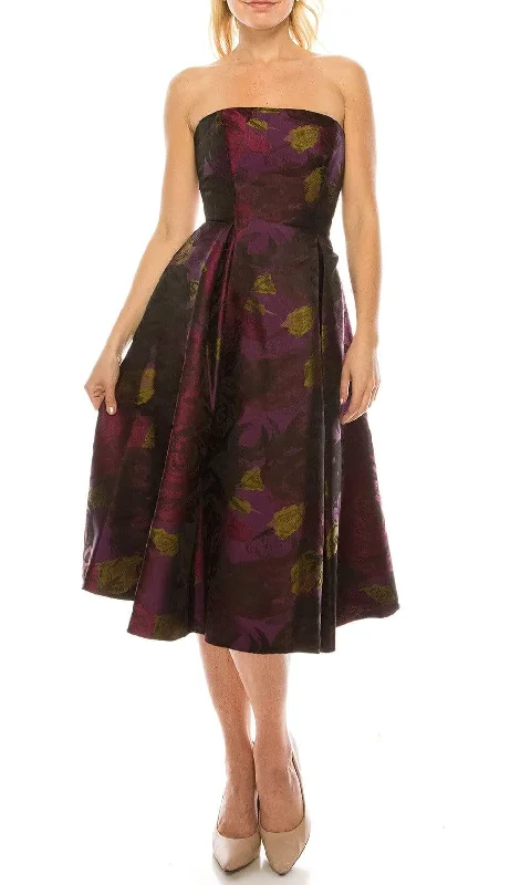 Party Dresses with Embroidered Birds and Sequined Floral Motifs for Ladies' Nature Inspired and Elegant LookAdrianna Papell - Floral Straight Tea Length Dress 41887910