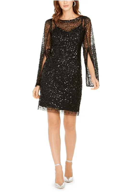 Party Dresses with Sheer Panels and Beaded Trim and Embroidered Paisley Patterns for Ladies' Sultry and Exotic LookAdrianna Papell AP1E207069 Short Cocktail Dress