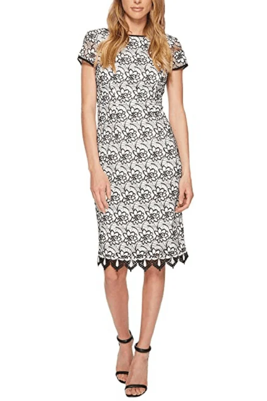 Party Dresses with Satin Trimmed Collar and Ruffled Hem for Ladies' Classic and Girly LookAdrianna Papell AP1D101946 Short Cocktail Lace Dress Party Dresses with Satin Trimmed Collar and Ruffled Hem for Ladies' Classic and Girly LookAdrianna Papell AP1D101946 Short Cocktail Lace Dress