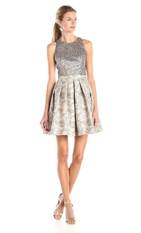 Striped Party Dresses with Button Front for Ladies' Classic and Timeless LookAidan Mattox - 151A11550 Sequined Jewel Neck Pleated A Line Dress Striped Party Dresses with Button Front for Ladies' Classic and Timeless LookAidan Mattox - 151A11550 Sequined Jewel Neck Pleated A Line Dress